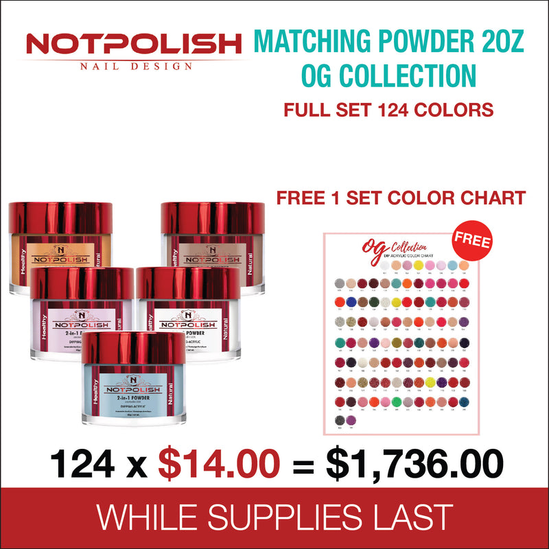 NotPolish Matching Powder 2oz - OG Collection - Full set 124 colors Free 1 set Color Chart