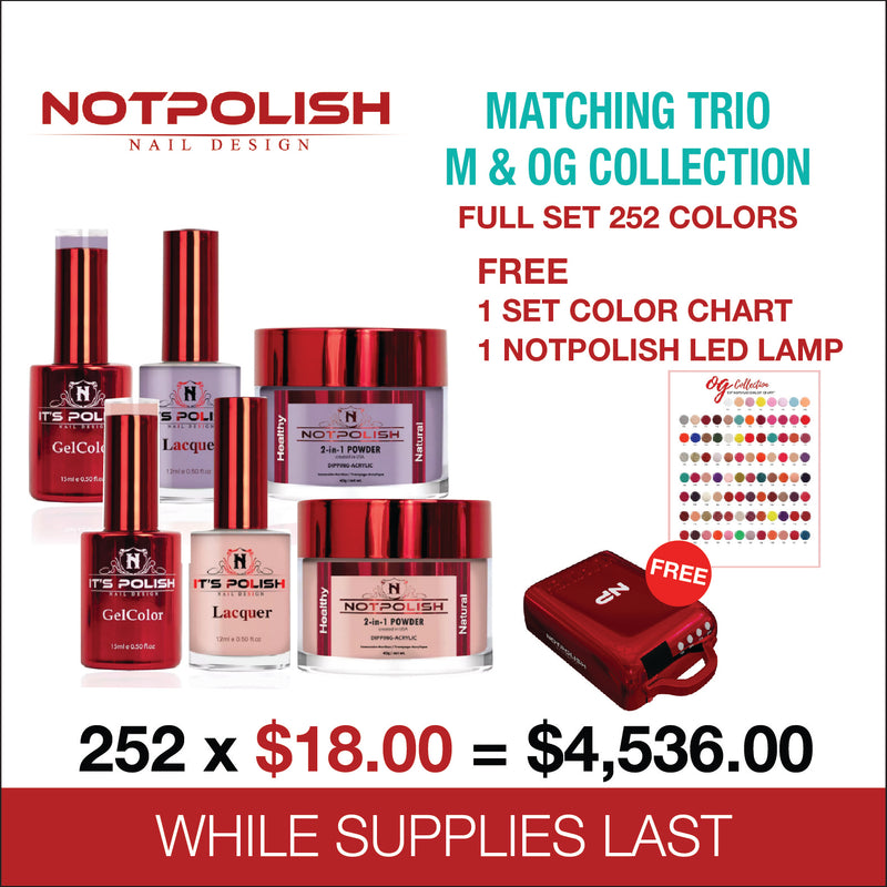 NotPolish Matching Trio - M&OG Collection - Full set 252 colors Free 1 set Color Chart & 1 NotPolish Led Lamps