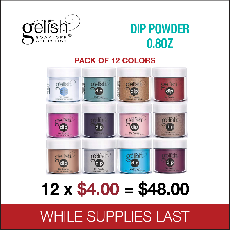 Gelish Dip Powder 23g, 0.8oz - pack of 12 colors