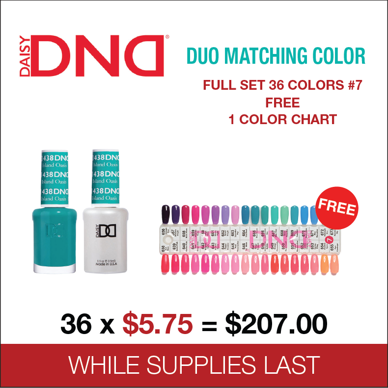 DND -  Matching Color Soak Off Gel- Full set 36 colors - 7 #638 - #673  free 1 Color Chart