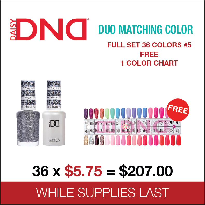 DND -  Matching Color Soak Off Gel- Full set 36 colors - 5 #546 - #581 free 1 Color Chart