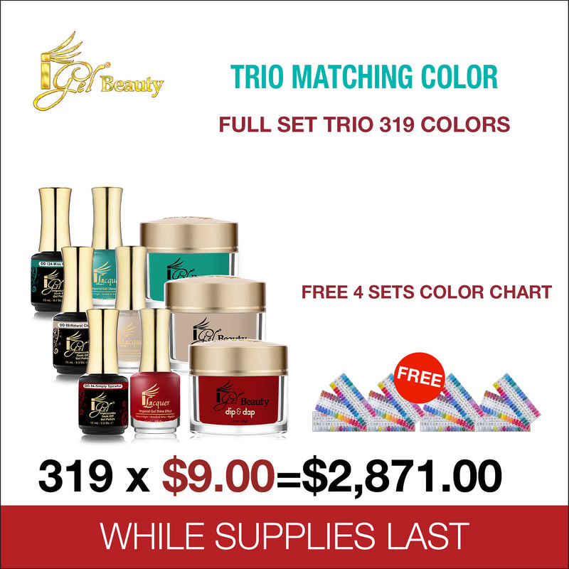 iGel Trio Matching Color - Full Set Trio 319 colors - (Deal 1) FREE 4 Sets Color Chart