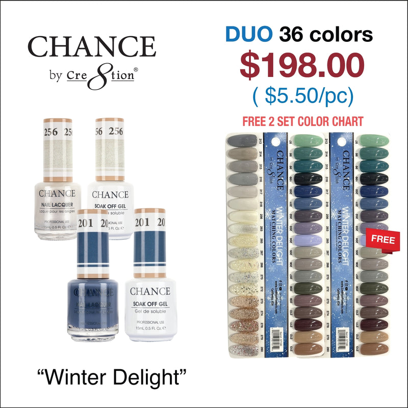 Chance Gel/Lacquer Duo Full Set - 36 Colors "Winter Delight" Collection - $$5.50/each - Free 1 Color Chart