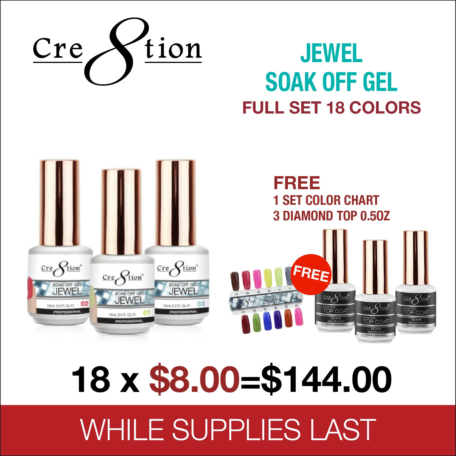 Cre8tion Jewel Gel Collection, Sample Tips Cre8tion Jewel Gel Collection, Sample Tips