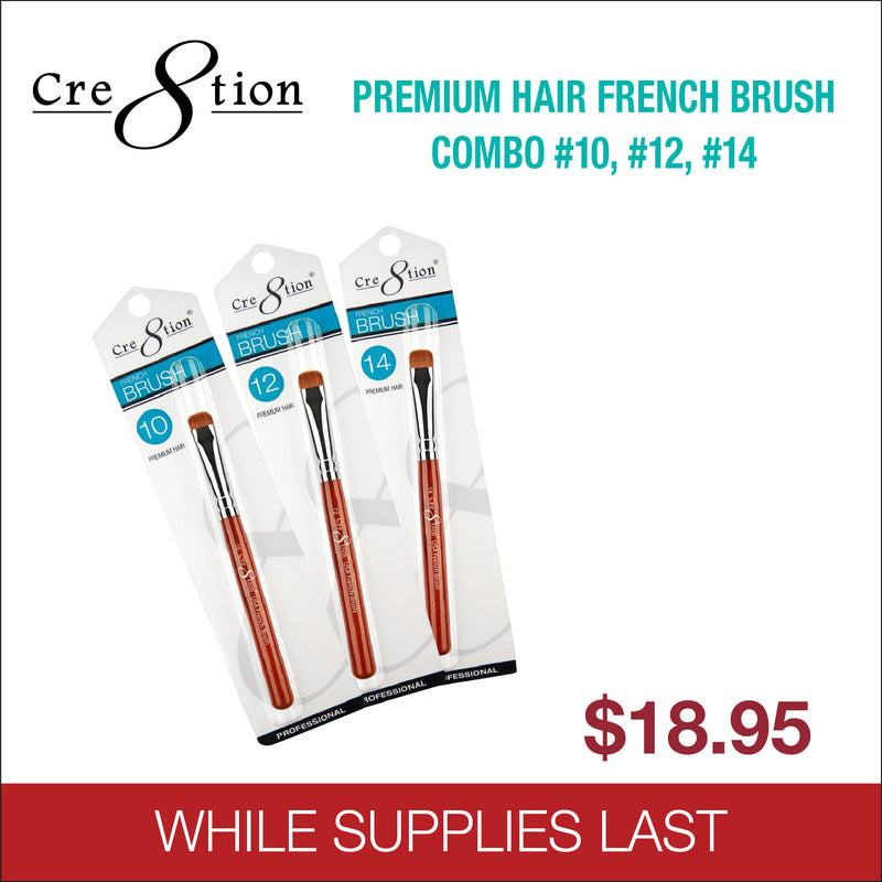 Cre8tion Premium Hair French Brush Combo #10, #12, #14