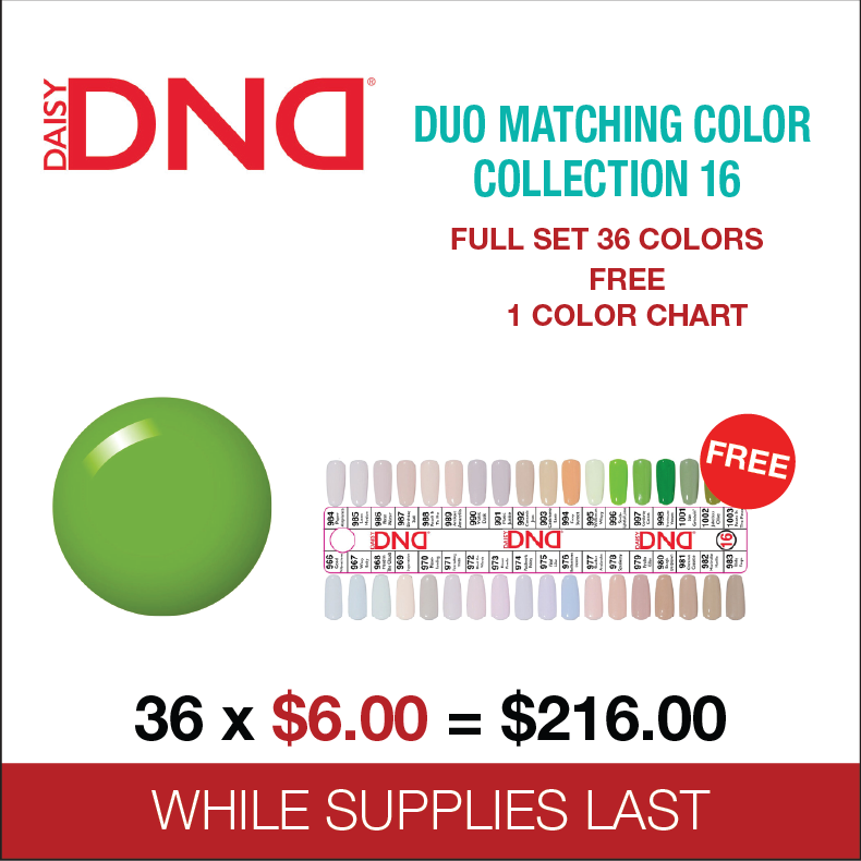 DND -  Duo Matching Color Collection 16 - Full set 36 colors -  FREE 1 Color Chart