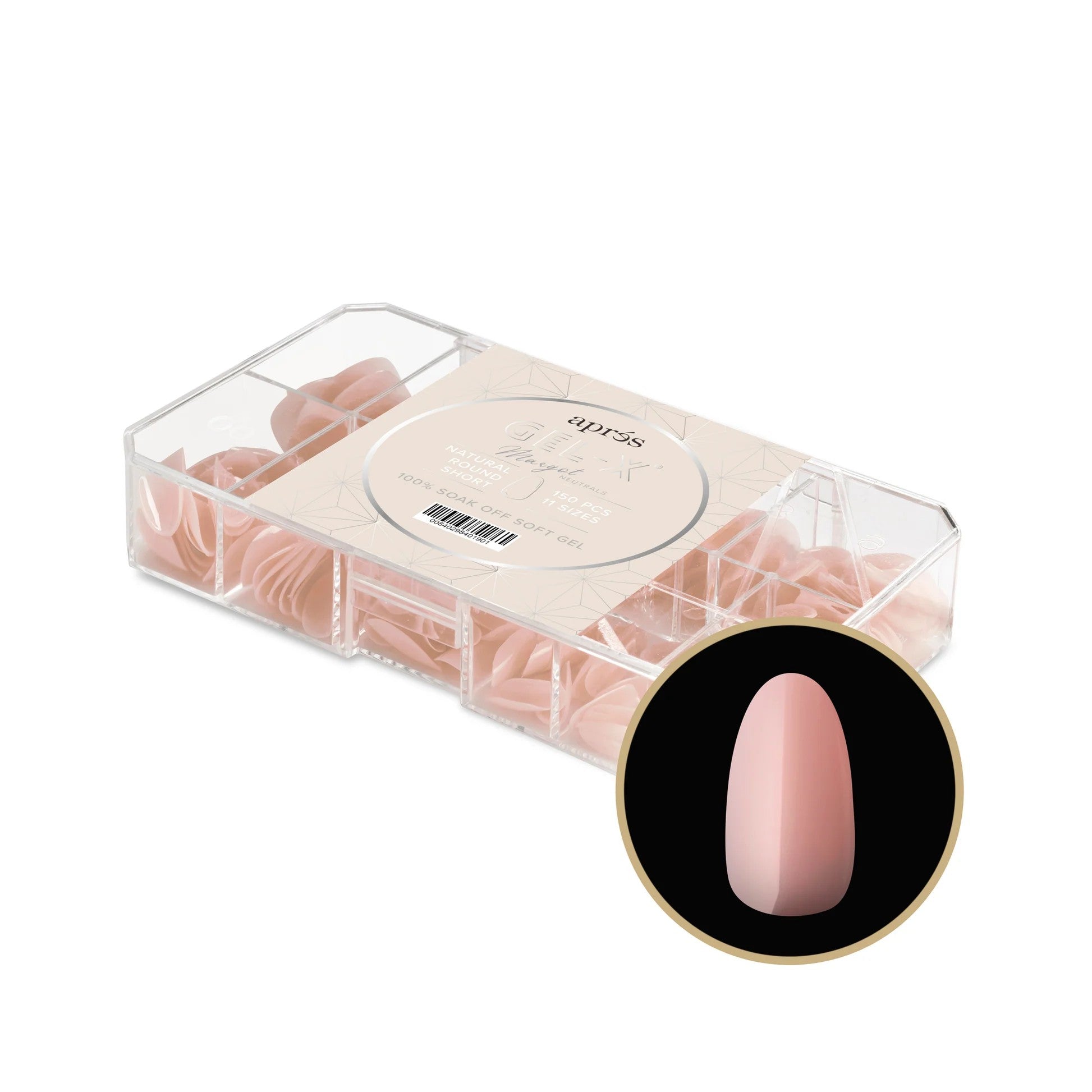 Apres Neutrals Gel - X Nail Margot Natural Round Short Box Of 