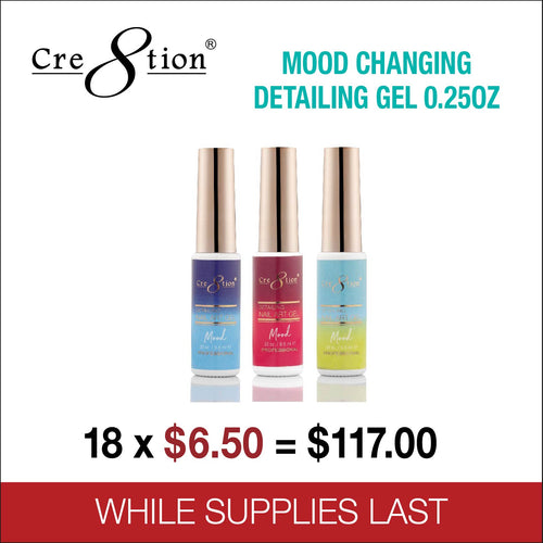 Cre8tion Mood Changing Detailing Gel 0.25oz - 18 Colors Collection - 6.00/each