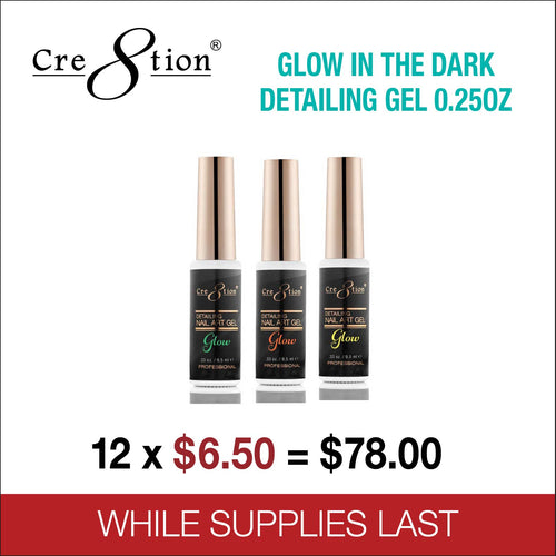 Cre8tion Glow in the Dark Detailing Gel 0.25oz - 12 Colors Collection - $6.00/each