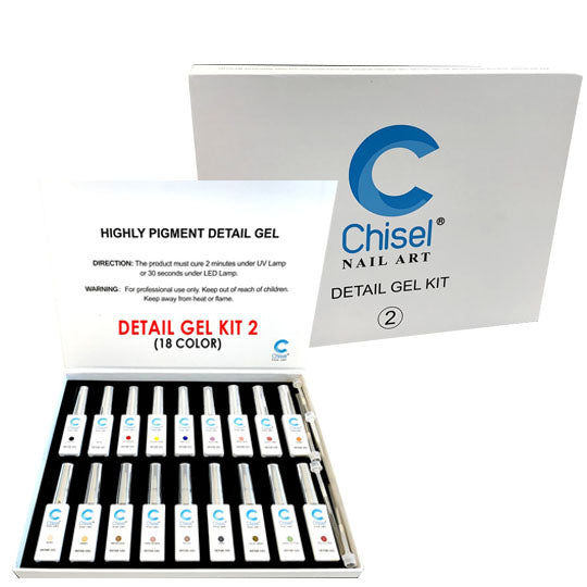 Chisel Detail Nail Art Gel Kit 2 (18 Colors) Skylark Nail Supply