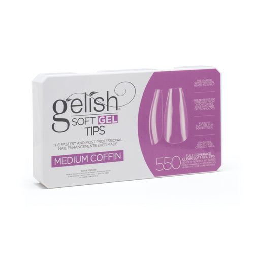 Gelish Soft Gel Tips Medium Coffin 550 ct