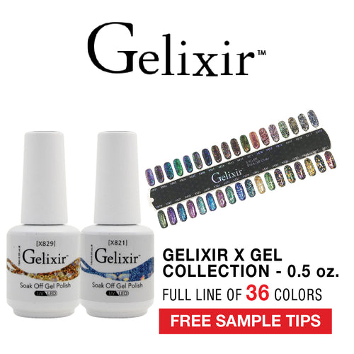 Gelixir Soak Off Color Gel, X Collection, Full Set of 36 Colors