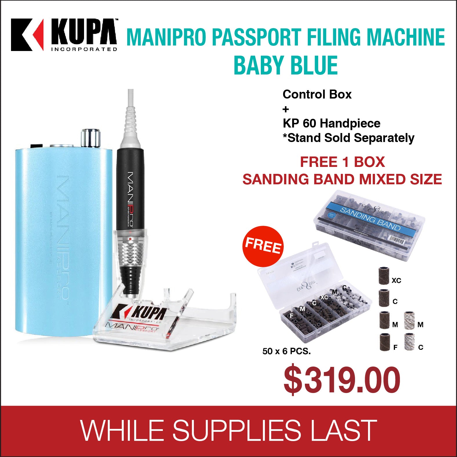 Kupa - Mani-Pro Passport Filing Machine - My Prince - Baby Blue 220V/1 –  Skylark Nail Supply