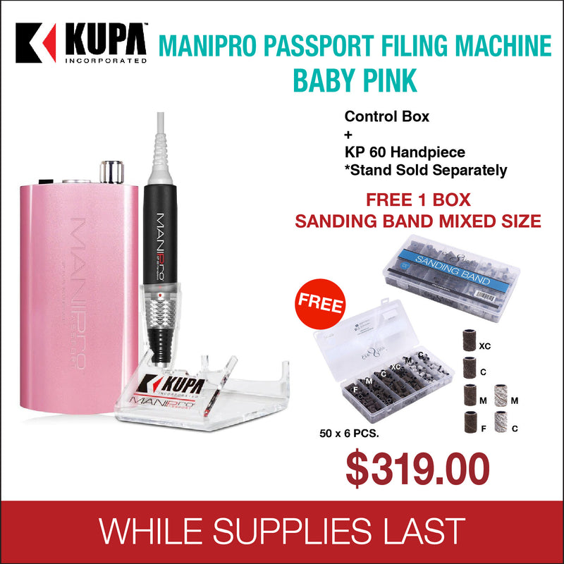 Kupa - Mani-Pro Passport Filing Machine - My Princess - Baby Pink 220V/110V (Limited Edition) - Free 300pcs Sanding Bands #17644