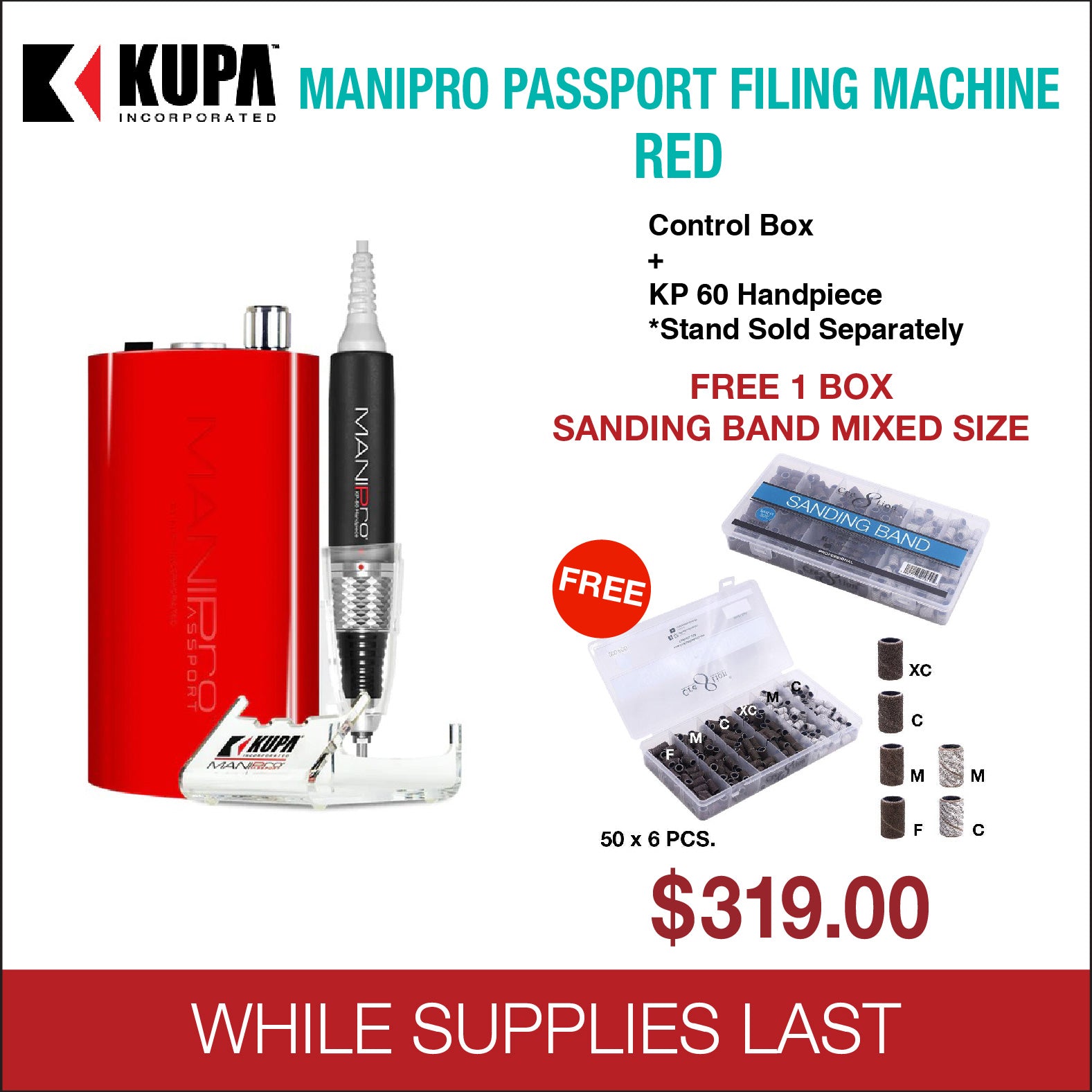 Kupa ManiPro Passport Portable Nail File Drill + KP-60 Handpiece