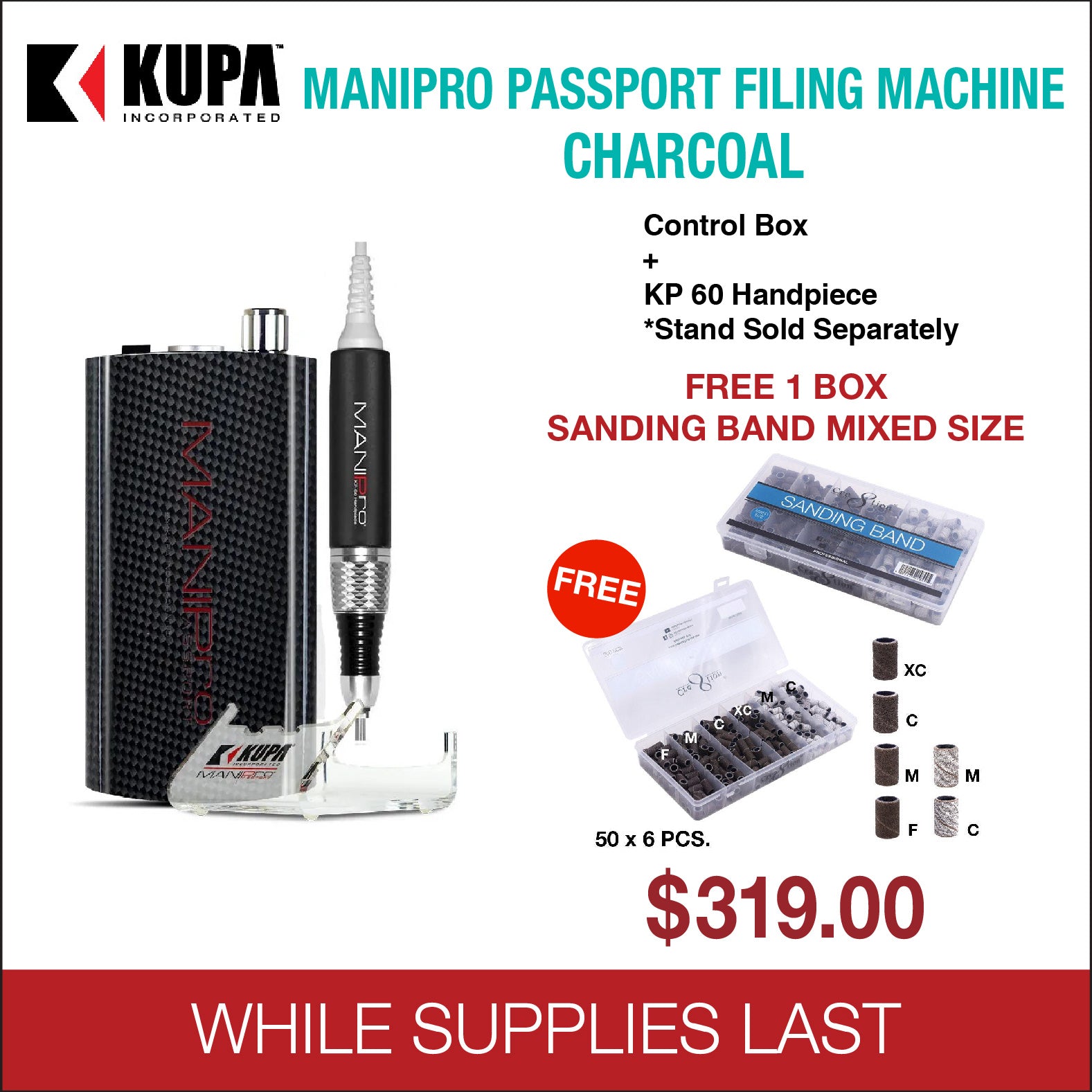 Kupa - Mani-Pro Passport Filing Machine - Charcoal - Free 300pcs Sandi –  Skylark Nail Supply