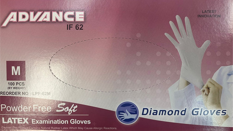 Advance IF62 Latex Examination Gloves White MEDIUM Powder-Free, Textured/ ( case )
