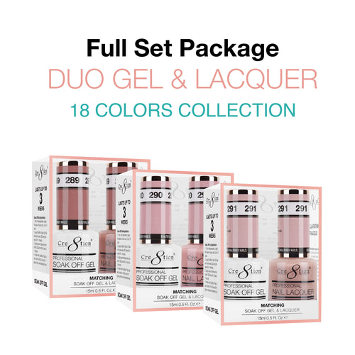 Cre8tion Matching Color Gel & Nail Lacquer Full Set - 18 Colors Collection