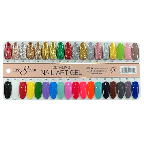 Cre8tion Detailing Nail Art Gel Color Chart