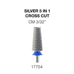 Cre8tion Silver 5 in 1 Nail Filing Bit - 3/32' - Cross Cut