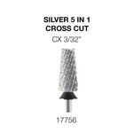 Cre8tion Silver 5 in 1 Nail Filing Bit - 3/32' - Cross Cut