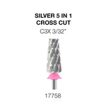 Cre8tion Silver 5 in 1 Nail Filing Bit - 3/32' - Cross Cut