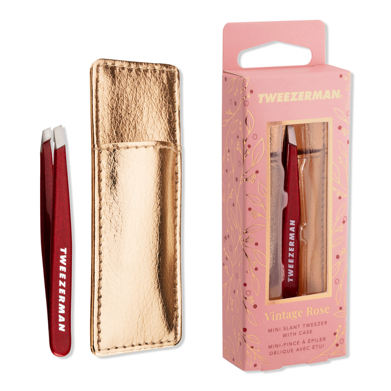 Tweezerman Vintage Rose Mini Slant Tweezer with Case