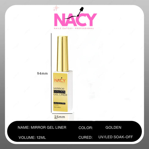 NACY Metallic Painting Liner Gel Golden Mirror Effect Nail Art 0.4oz