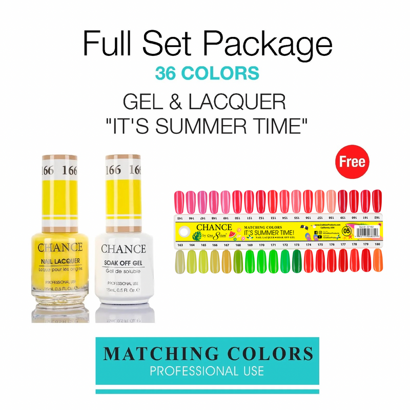 Chance Gel/Lacquer Duo Full Set - 36 Colors "It's Summer Time" Collection - Color #145 - #180 - $5.50/each - Free 1 Color Chart