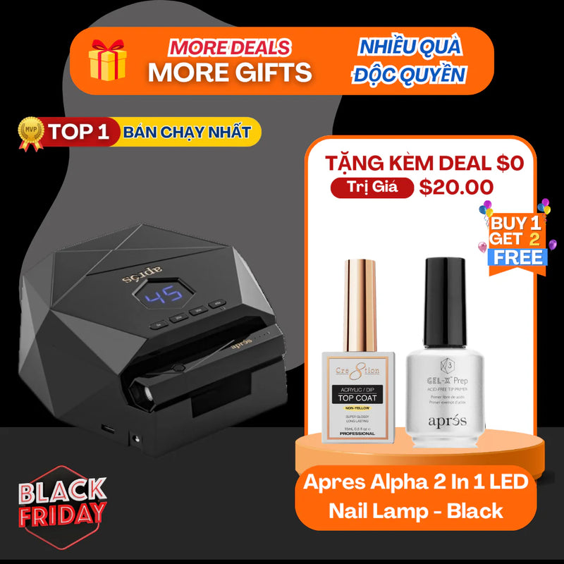 (Black Friday 2024 Deal) Apres Alpha 2 In 1 LED Nail Lamp - Buy 1 Get 1 Free Apres Prep + 1 Free Cre8tion All Purpose No Wipe