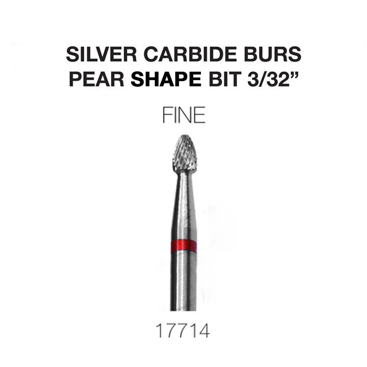 Cre8tion Silver Carbide Burs - Pear Shape Bit - Fine 3/32'