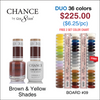 Chance Matching Color Gel & Nail Lacquer 0.5oz - 36 Colors #289 - #324 - Brown/Yellow/Nude Shades Collection w/ 2 set Color Chart