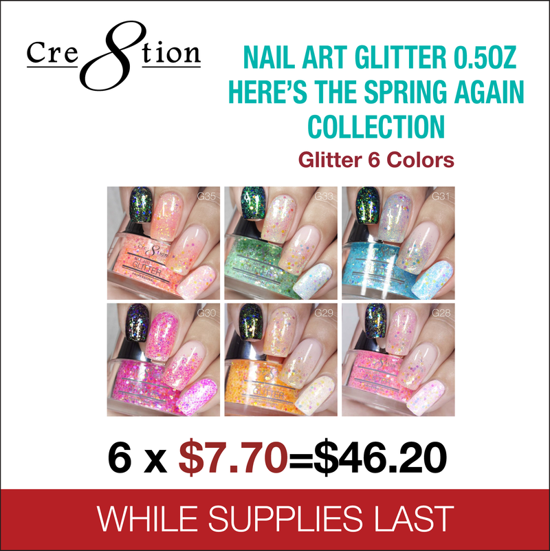 Cre8tion Nail Art Glitter 0.5oz - HERE’S THE SPRING AGAIN Collection (See List)