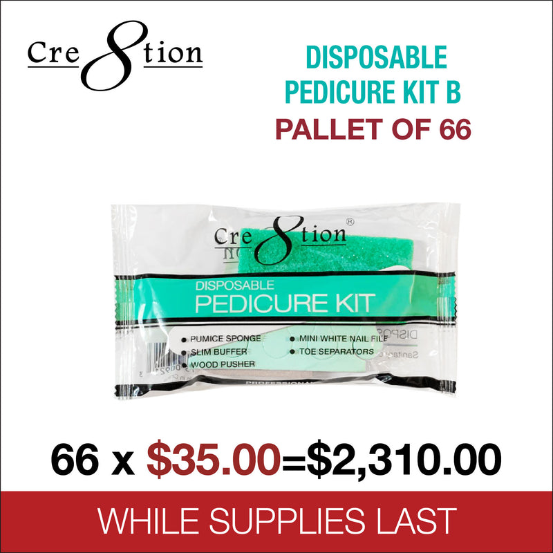 Cre8tion - Disposable Pedicure Kit B - 200 kits/case, 66 cases/pallet