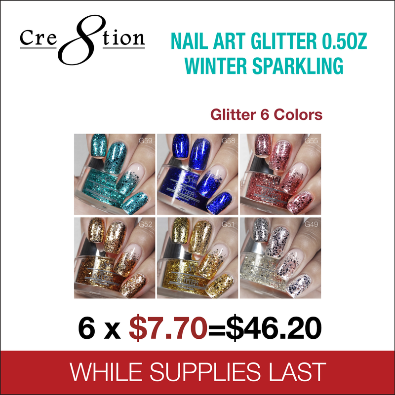 Cre8tion Nail Art Glitter 0.5oz - WINTER SPARKLING (See List)