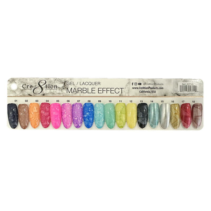 Cre8tion - Foam Display -  Marble Effect Gel/Lacquer 18 Colors