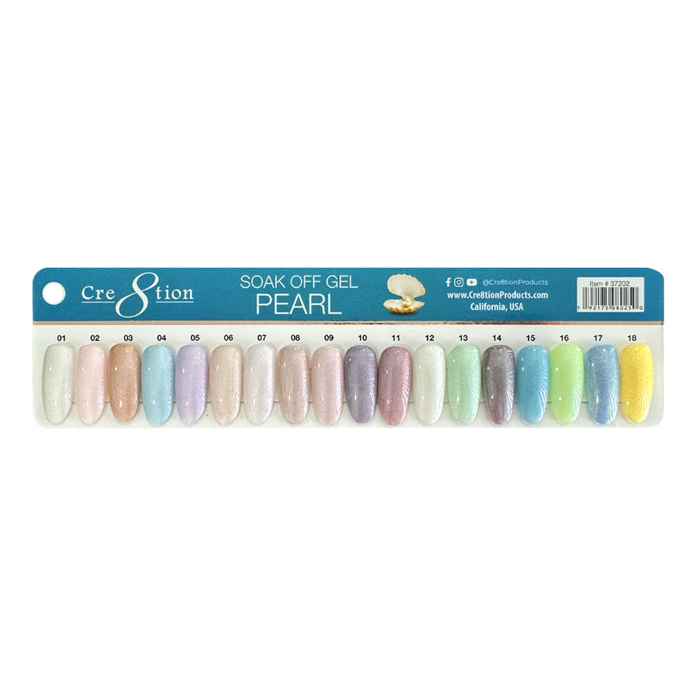 Tion Color Cre8tion Pearl Gel Color Chart 18 colors – Skylark Nail Supply