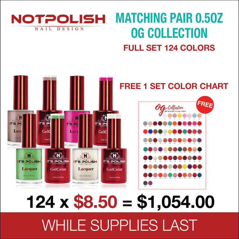 NotPolish Matching Pair 0.5oz - OG Collection - Full set 124 colors Free 1 set Color Chart