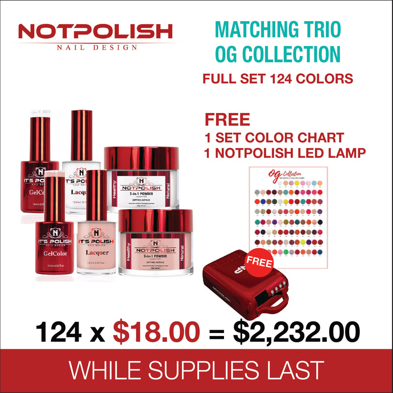 NotPolish Matching Trio - OG Collection - Full set 124 colors Free 1 set Color Chart & 1 NotPolish Led Lamp