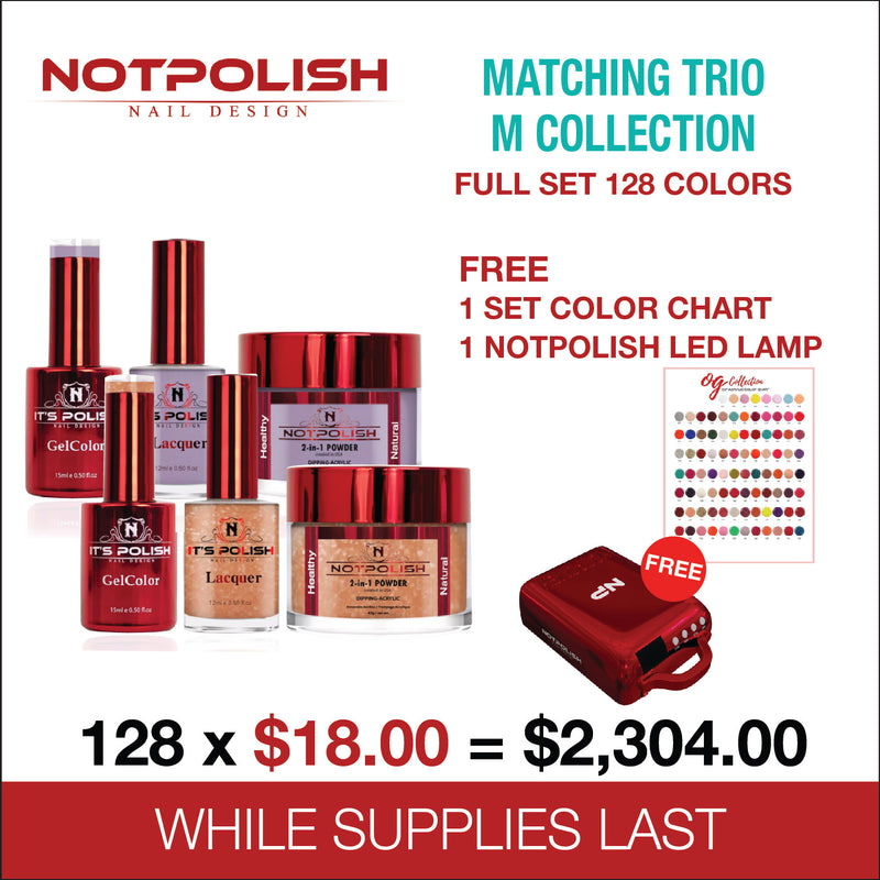 NotPolish Matching Trio - M Collection - Full set 128 colors Free 1 set Color Chart & 1 NotPolish Led Lamp