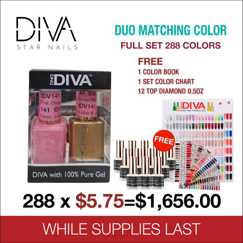 DIVA Matching Duo - Full Set 284 colors - Free 12 Top Diamond 0.5oz & 2 sets Color Chart