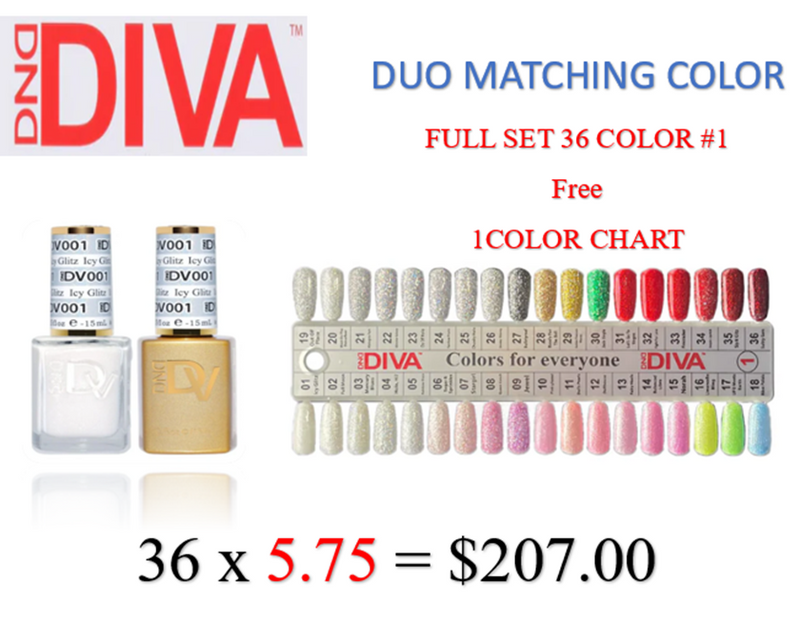 DND DIVA - Matching Duo - Full set 36 colors ( #1-#36) - #1 FREE 1 Color Chart