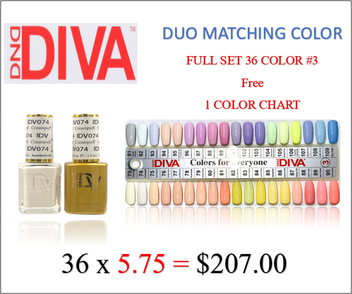 DND DIVA - Matching Duo - Full set 36 colors (#73-#109) #3 - FREE 1 Color Chart