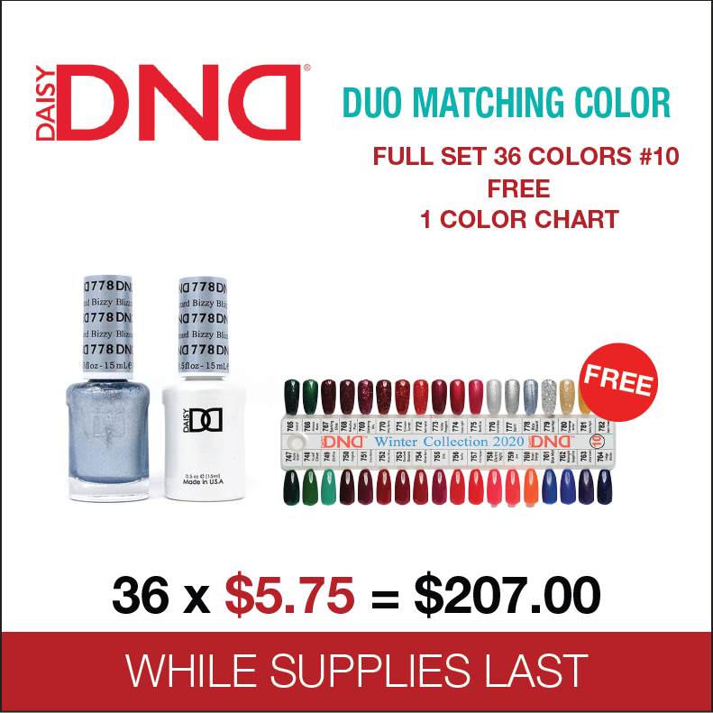 DND -  Matching Color Soak Off Gel- Full set 36 colors - 10 #747 - #782 free 1 Color Chart