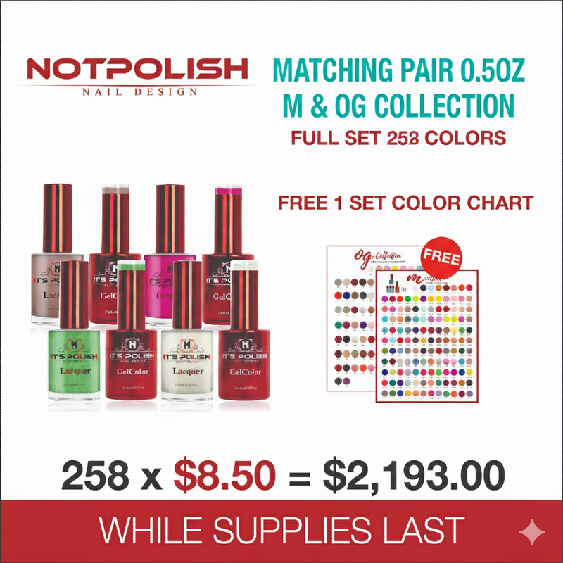 NotPolish Matching Pair 0.5oz -  M & OG Collection - Full set 258 colors w/ 1 set Color Chart