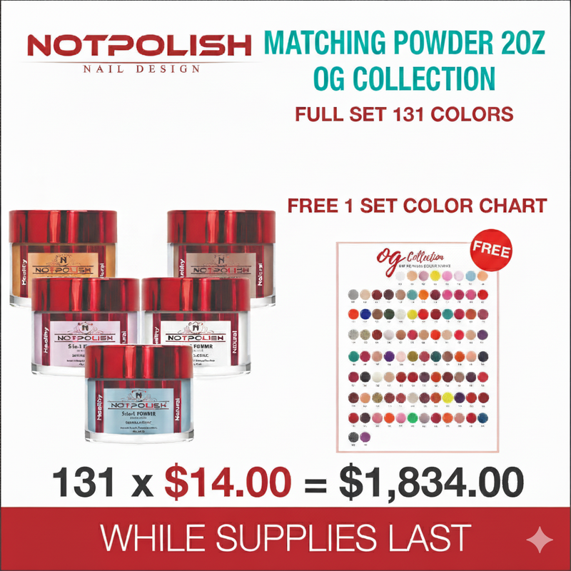 NotPolish Matching Powder 2oz - OG Collection - Full set 131 colors w/ 1 set Color Chart
