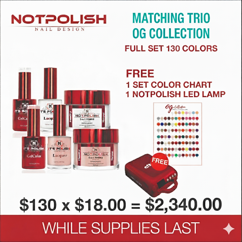 NotPolish Matching Trio - OG Collection - Full set 130 colors w/ 1 set Color Chart & 1 NotPolish Led Lamp