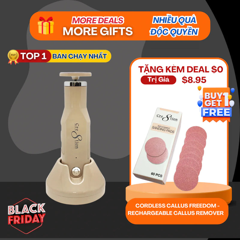 (Black Friday 2024 Deal) Cre8tion Cordless Rechargeable Callus Remover - Buy 1 Get 1 Sand Paper Refill Free