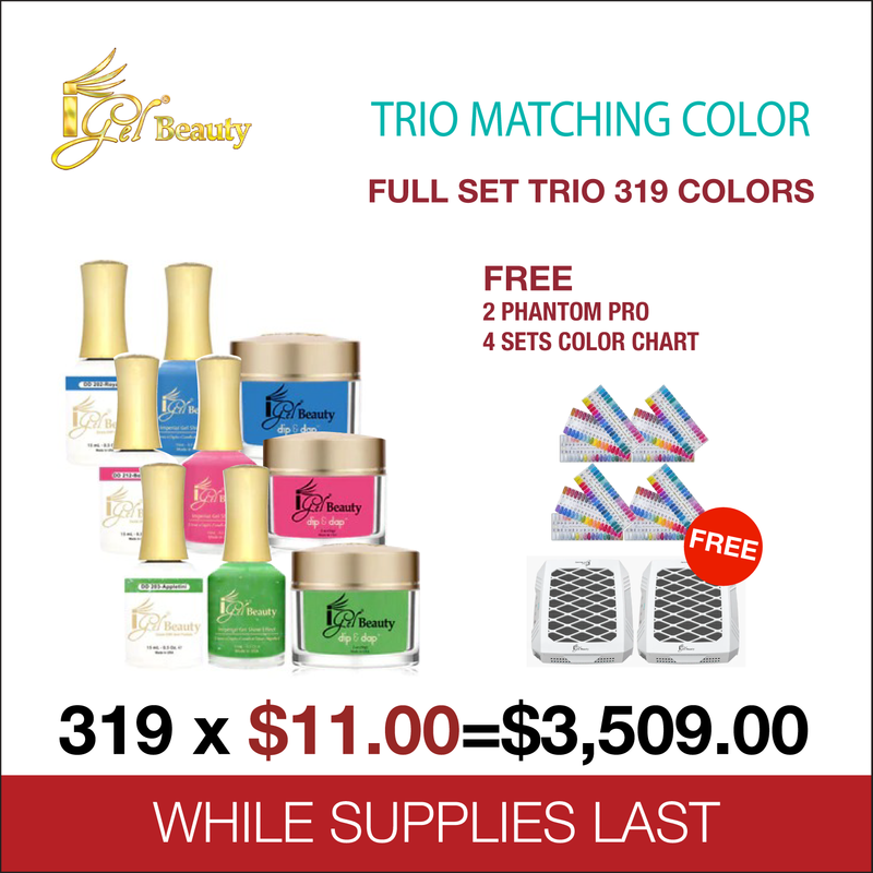 iGel Trio Matching Color - Full Set Trio 319 colors - (Deal 3) FREE 3 Phantom Pro - 4 Sets Color Chart