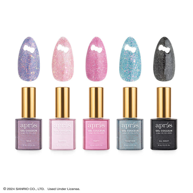 Apres Kuromi Naughty and Nice Flash Glitter Gel Couleur Set 10ml (Set of 5)